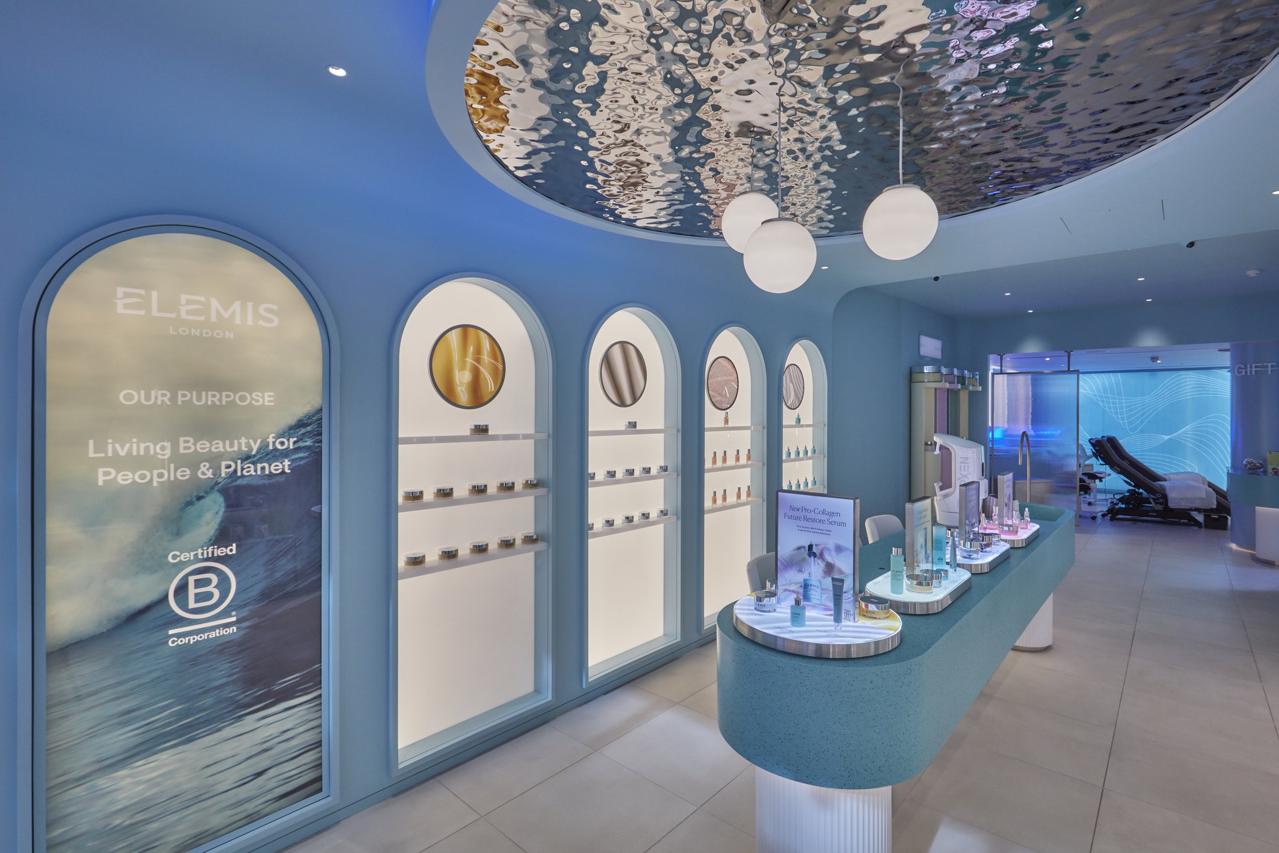 Elemis concept store retail design in Monmouth Street, London